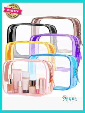 Clear Toiletry Bag Set TSA Approved PVC Portable Makeup Pouch Travel Essentials